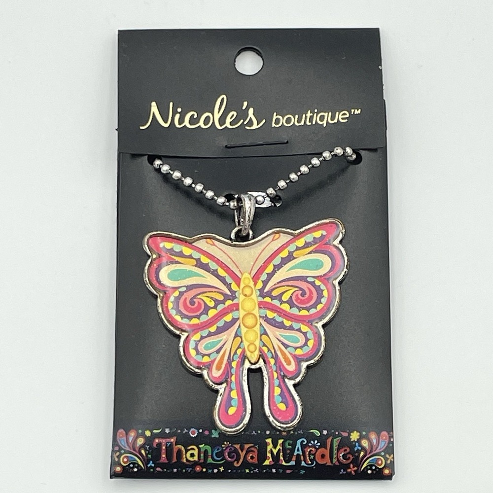 Thaneeya McArdle Butterfly Necklace Pendant Silver‎ Color Ball Chain